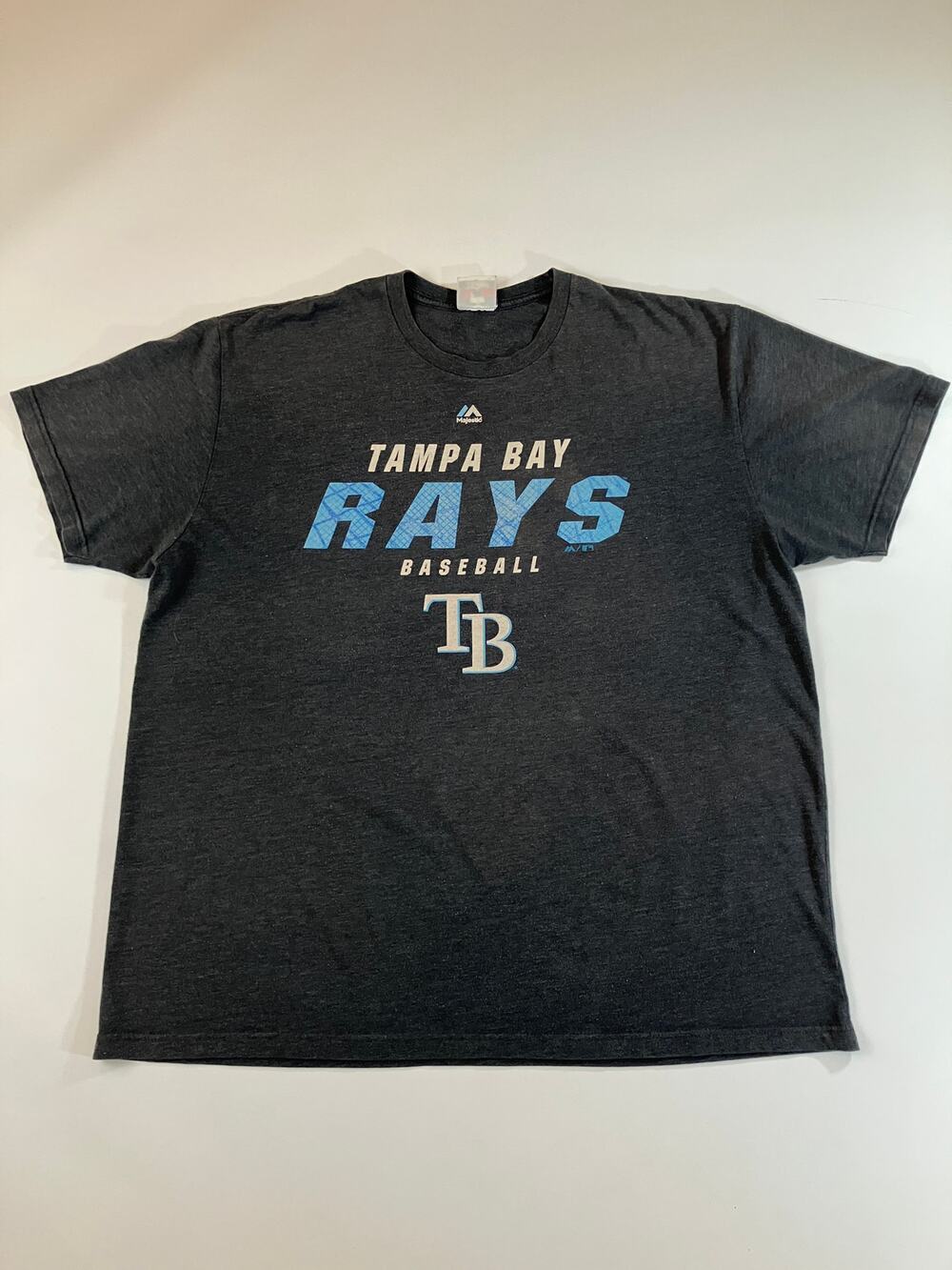 Tampa Bay Rays Majestic T Shirt Adult Gray MLB Baseball TB Logo Graphic Tee
